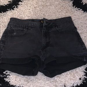 High-rise black jean shorts